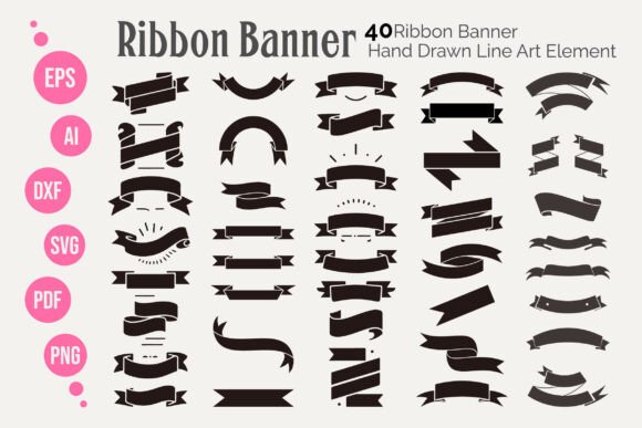 50 Ribbon Banner SVG Element Bundle: Vintage Elegance for Modern Design