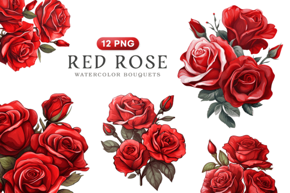 Beautiful Red Rose Bouquets Clipart for Creative Design