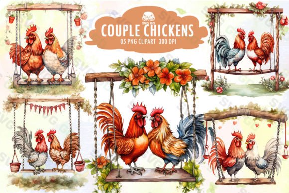 Couple Chickens Sublimation Clipart: A Designer's Delight
