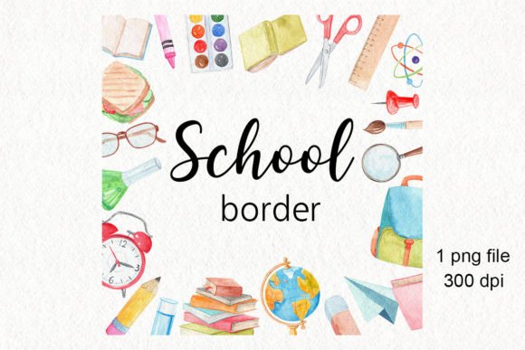 Creative Design with Back to School Watercolor Border PNG