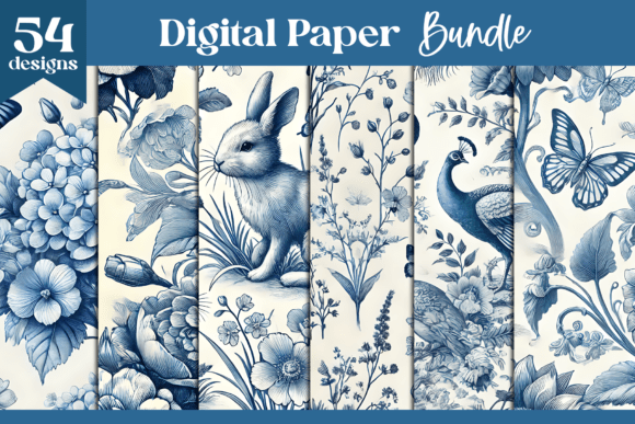 Elegant Blue Toile Chinoiserie: A Designer's Digital Asset