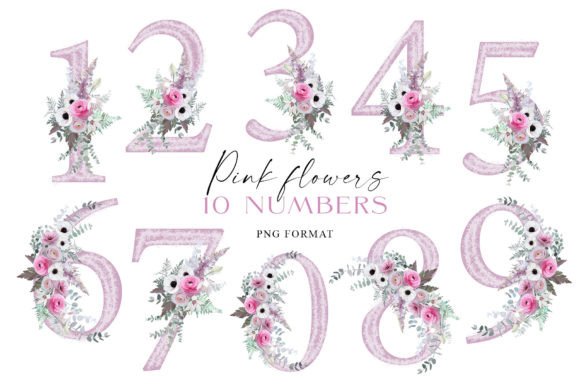 Elegant Pink Floral Numbers for Creative Design
