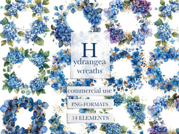 Elevate Designs with Hydrangea Wreath & Painting Assets
