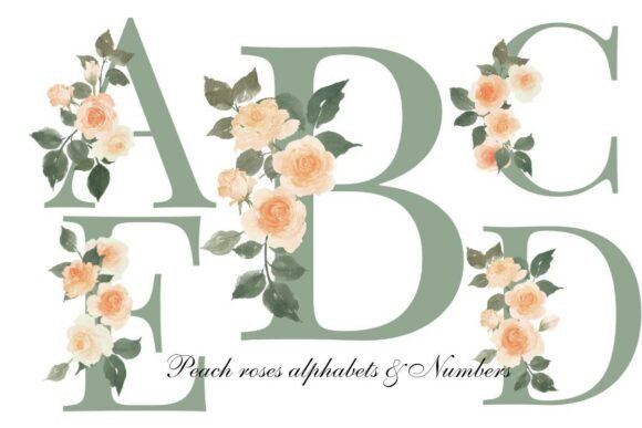 Elevate Your Designs with Sage Green Watercolor Floral Alphabets