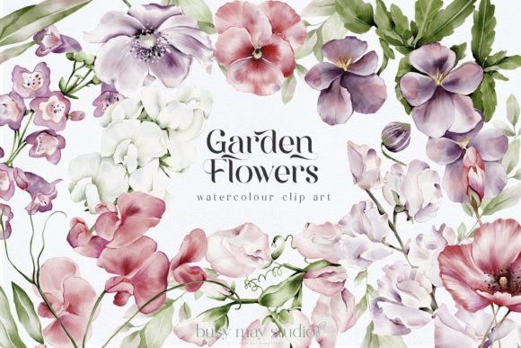 Garden Flowers Watercolour Clip Art: Elevate Your Designs