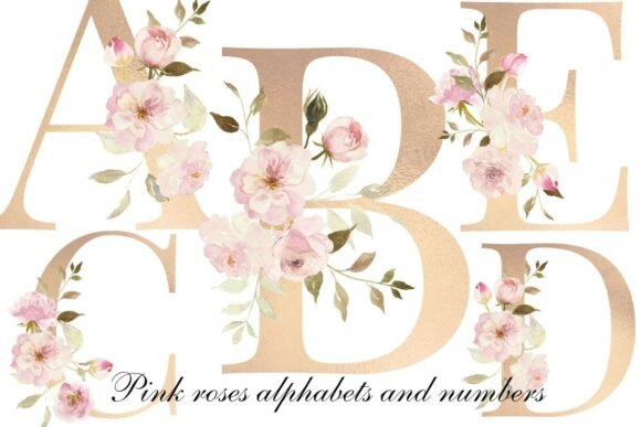 Gold Pink Floral Alphabets & Numbers: Elevate Your Design Projects