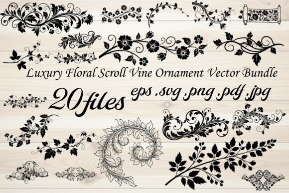 Luxury Floral Scroll Vine Ornament: Elevate Your Design Projects