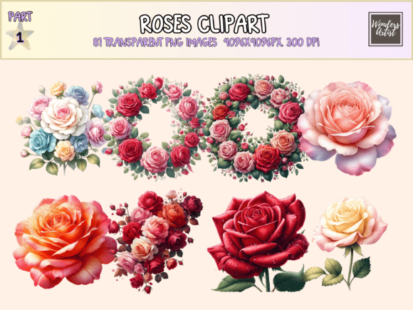 Roses Clipart: Timeless Floral Elegance for Designers