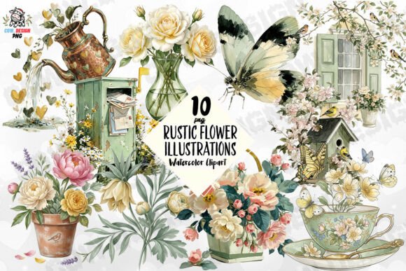 Rustic Flower Illustrations PNG: A Design Asset for Timeless Appeal