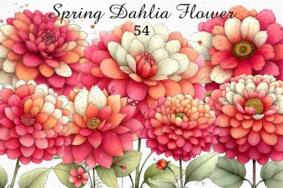 Spring into Design with Whimsical Dahlia Clipart