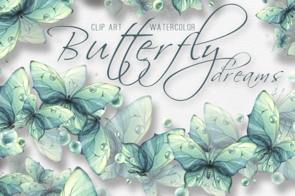 Turquoise Butterflies Watercolor Clipart: A Design Asset for Ethereal Branding