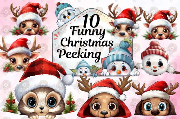 Unwrap Creative Joy with Funny Christmas Peeking Clipart PNGs